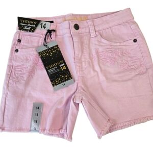 NWT Vigoss Pink Denim Shorts Girls 14